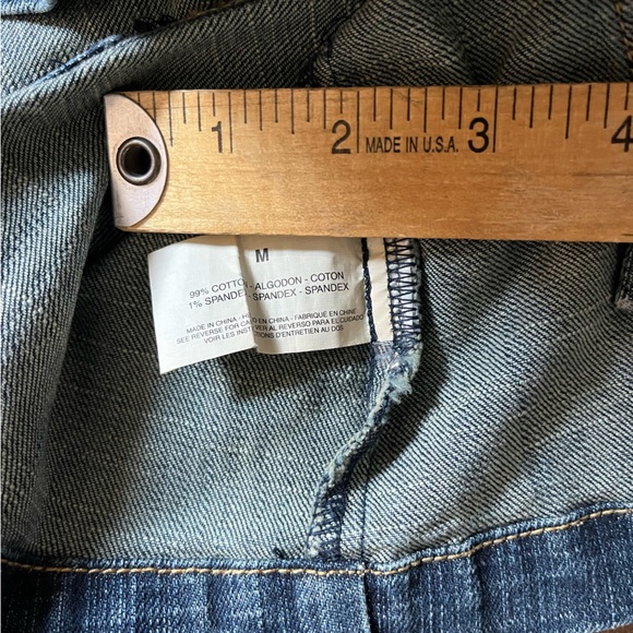 Jean Jacket Women Medium Blue Sunset Portrait Fitted Long Sleeve Denim Button Up - Picture 8 of 11